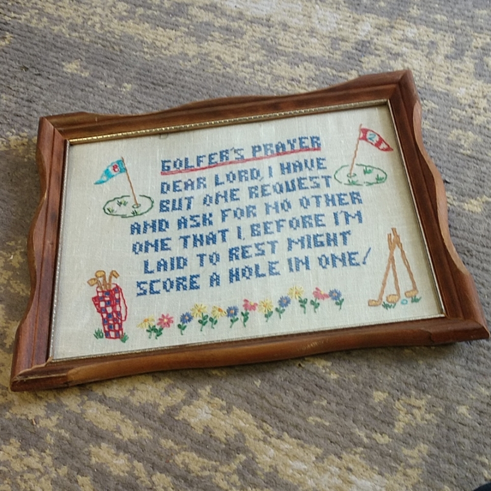 5 For 25.00/Sampler/needlework,Golfers Prayer,EUC, vintage - Picture 6 of 7